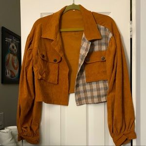 Brown & plaid corduroy jacket